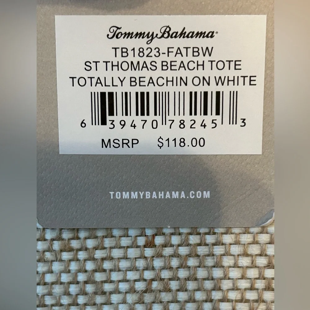 TOMMY BAHAMA Straw Raffia‎ Large Totally Beachin Beach Tote Bag Hand Embroidered